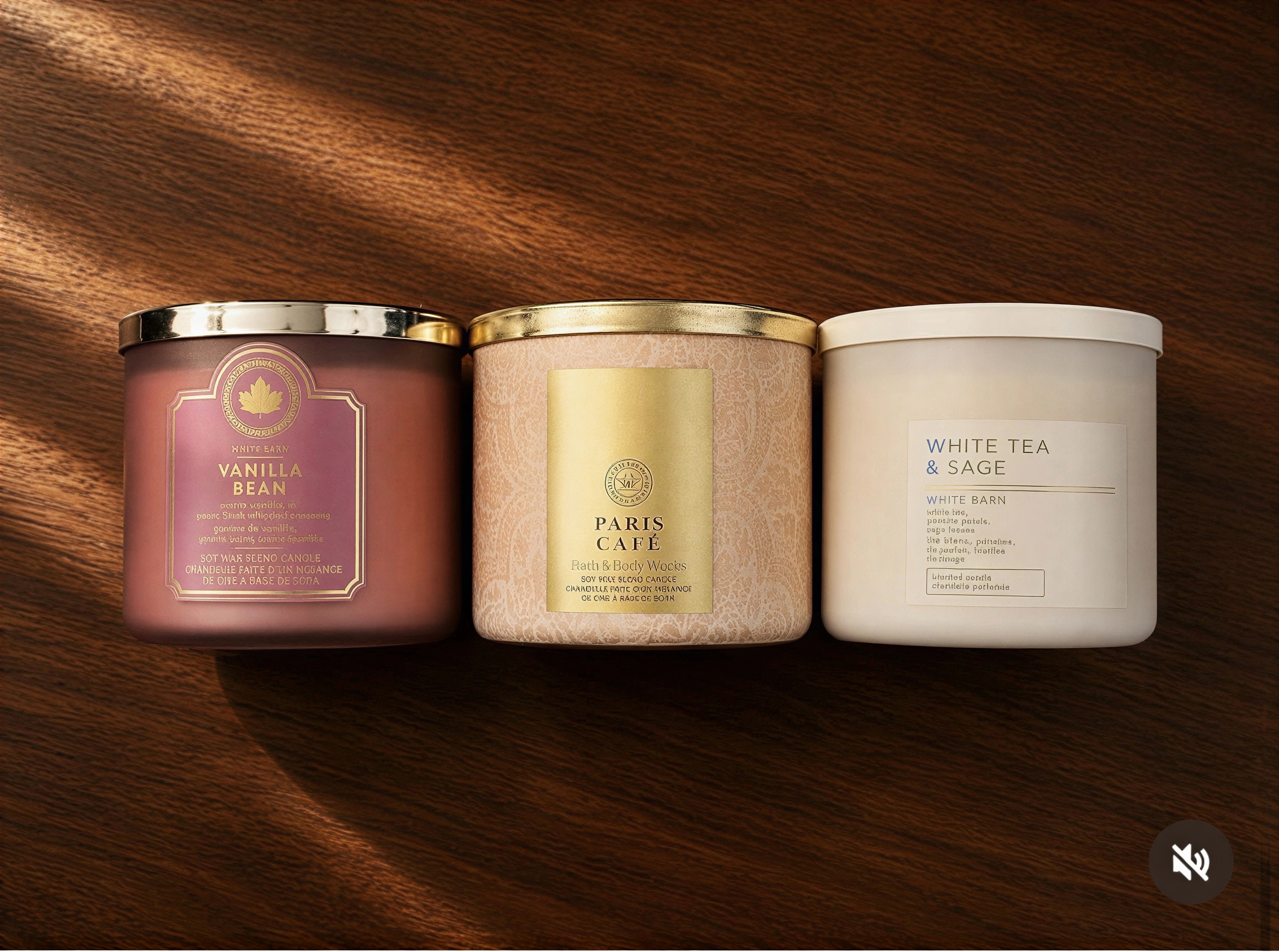 Vanilla Bean, Paris Café and White Tea & Sage candles